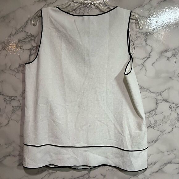 Zara White Neck Top with Contrast Piping Trim Size XS - Picture 11 of 13